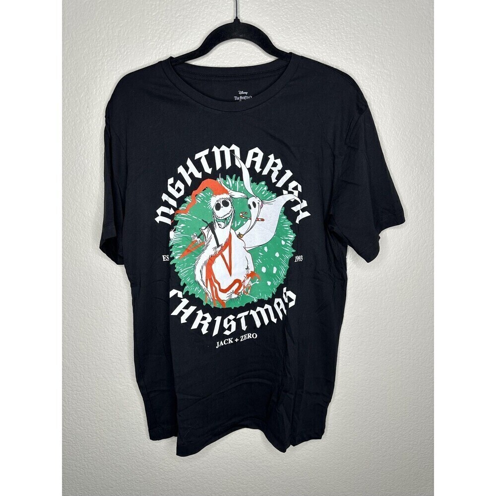 Disney Nightmare Before Christmas Shirt Mens Medium Black Jack Skellington Zero